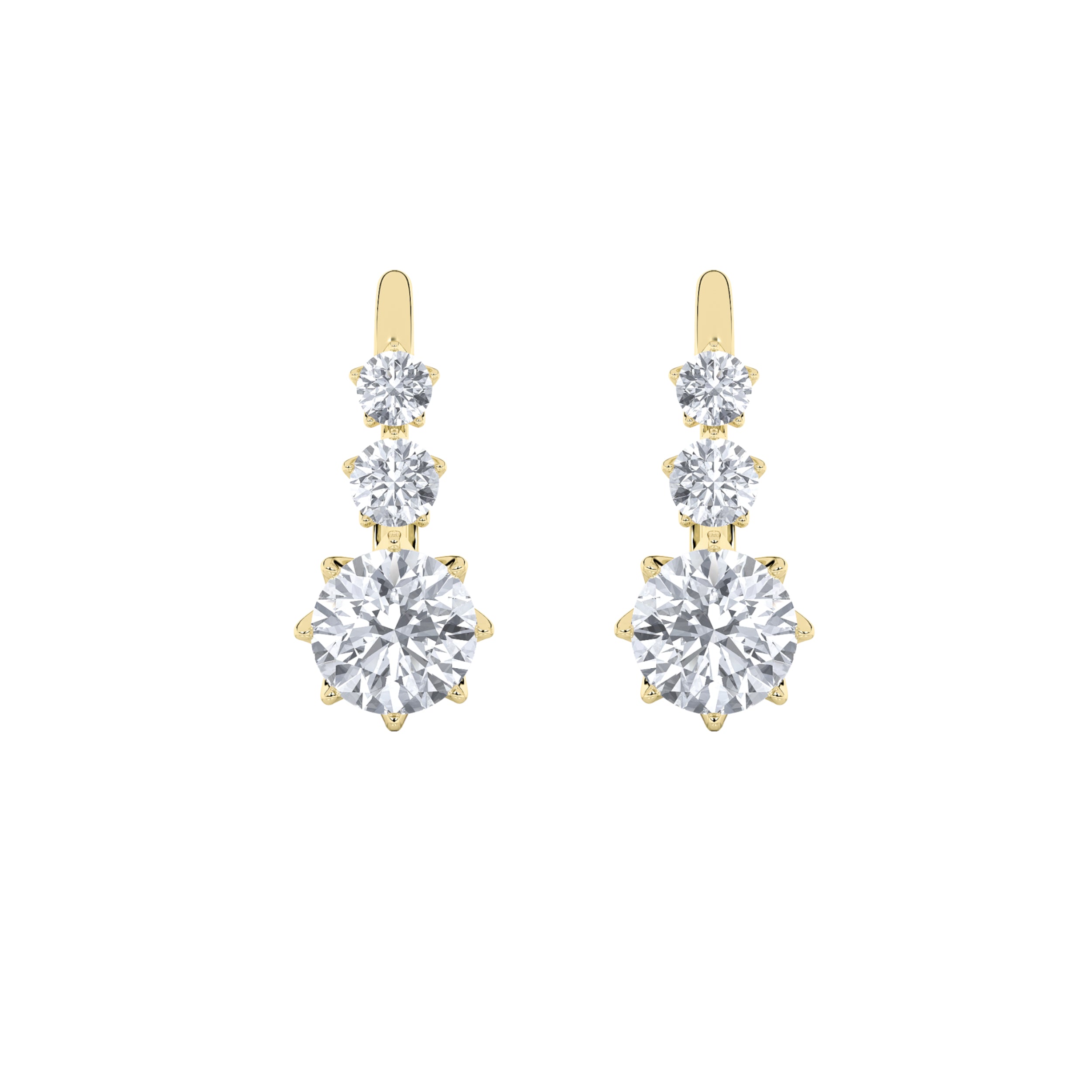 2.5CTW Round Shaped Lab Grown Diamond (F/VS) Antique Design Earrings in 14K Gold