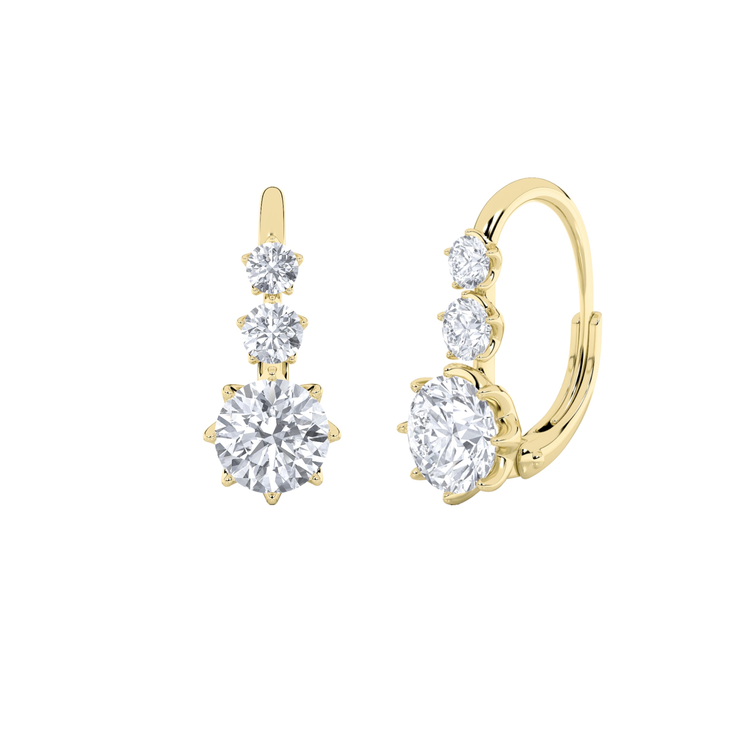 2.5CTW Round Shaped Lab Grown Diamond (F/VS) Antique Design Earrings in 14K Gold