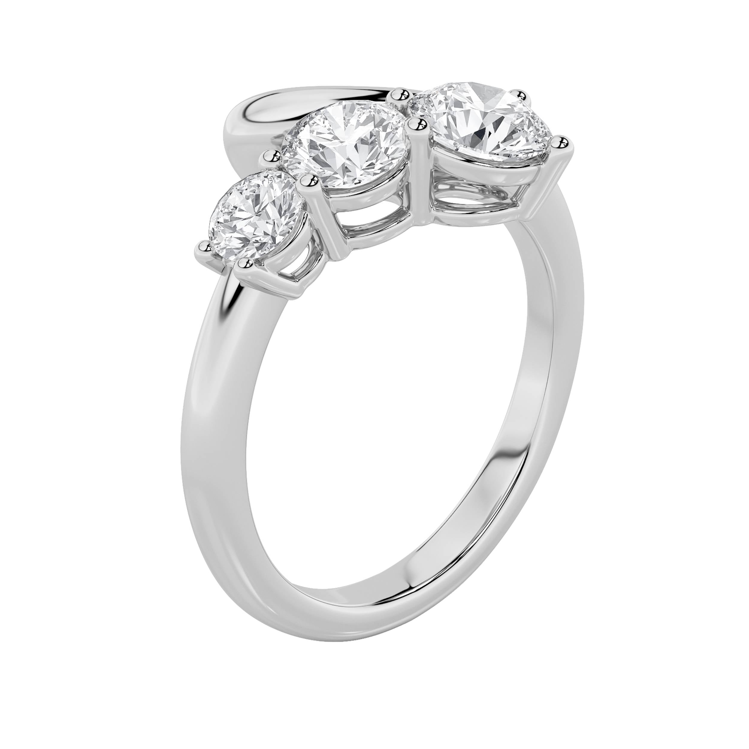 1.5CTW Round Shaped Lab Grown Diamond (F/VS) Three Stone Ring in 14K Gold