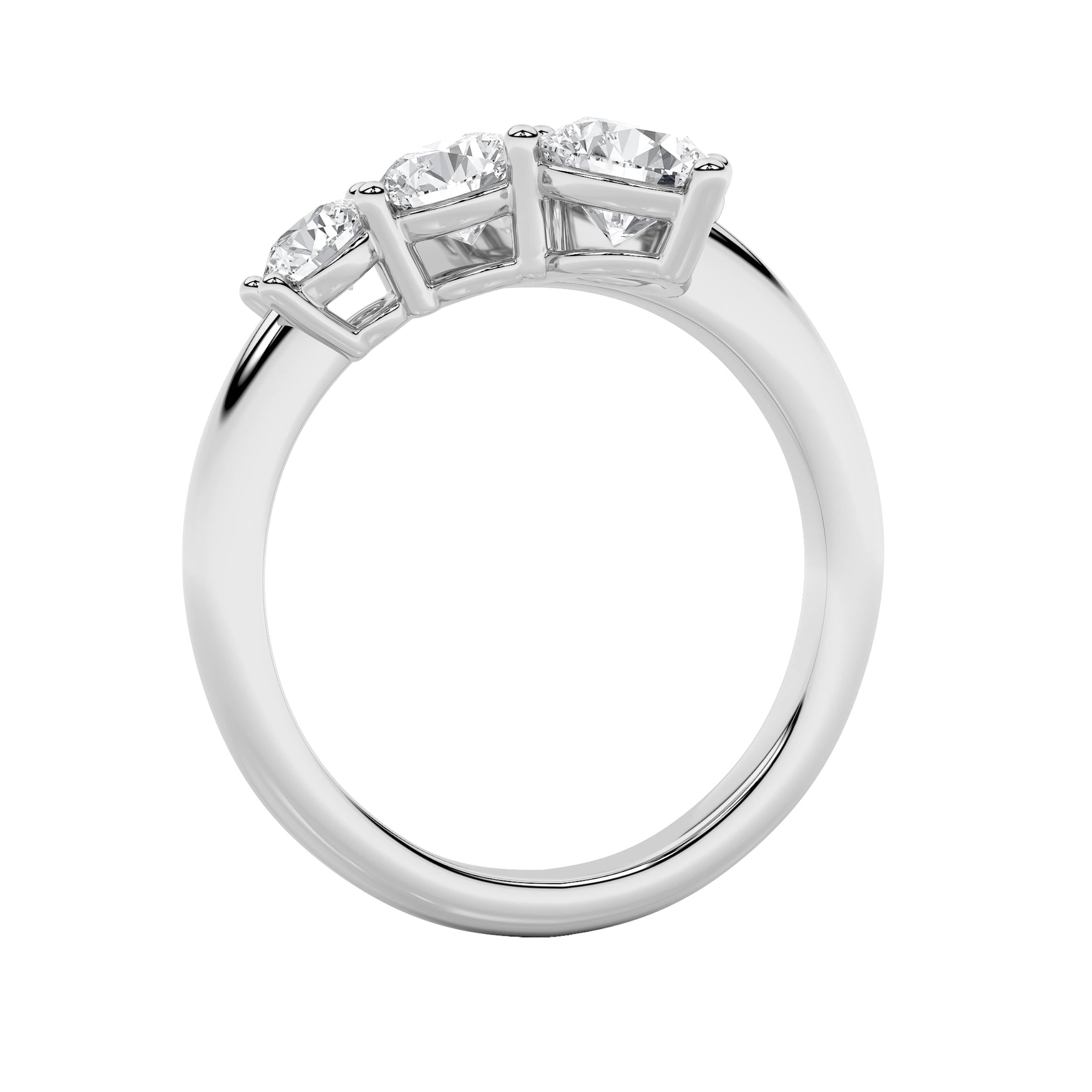 1.5CTW Round Shaped Lab Grown Diamond (F/VS) Three Stone Ring in 14K Gold