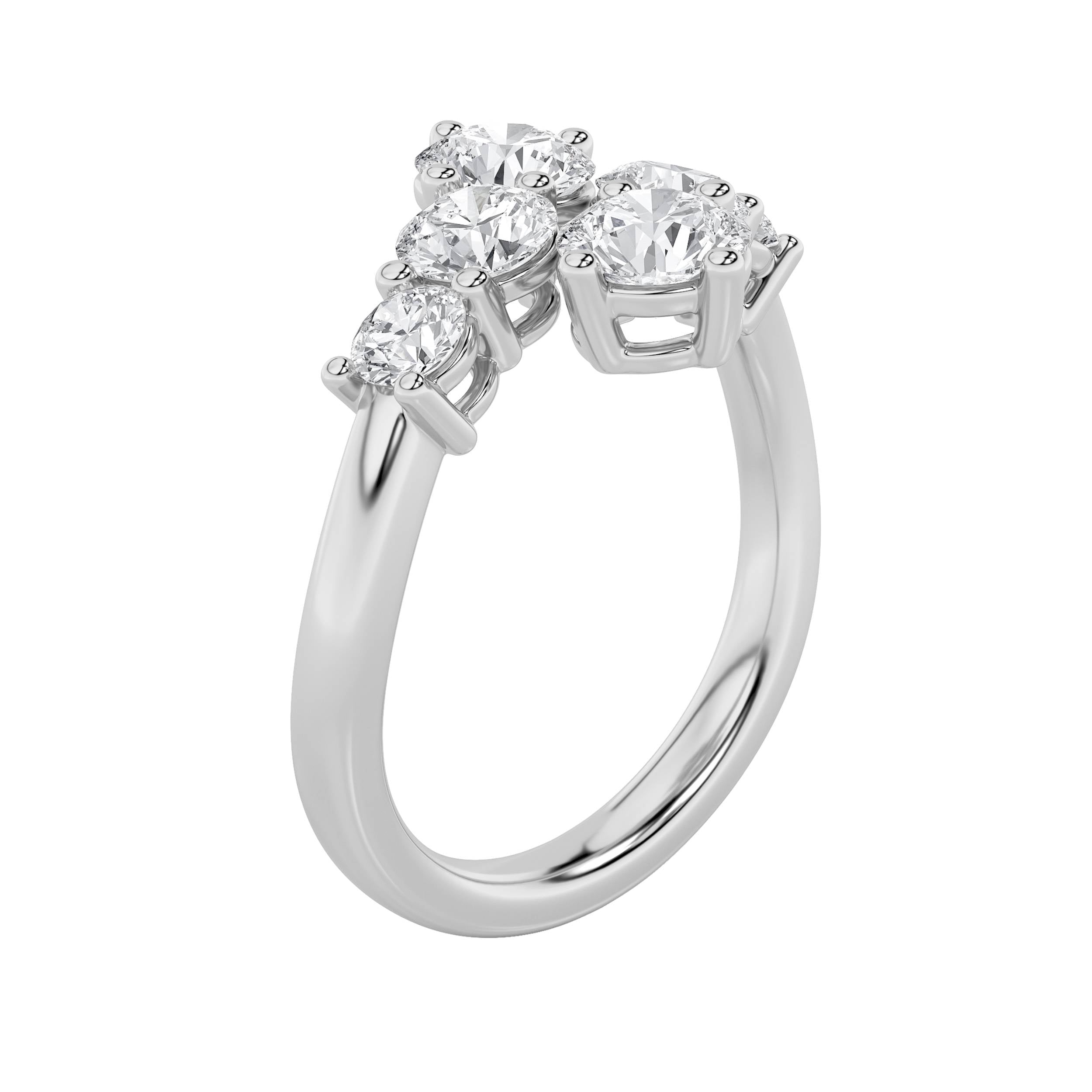 2CTW Round Shaped Lab Grown Diamond (F/VS) Three Stone Ring in 14K Gold