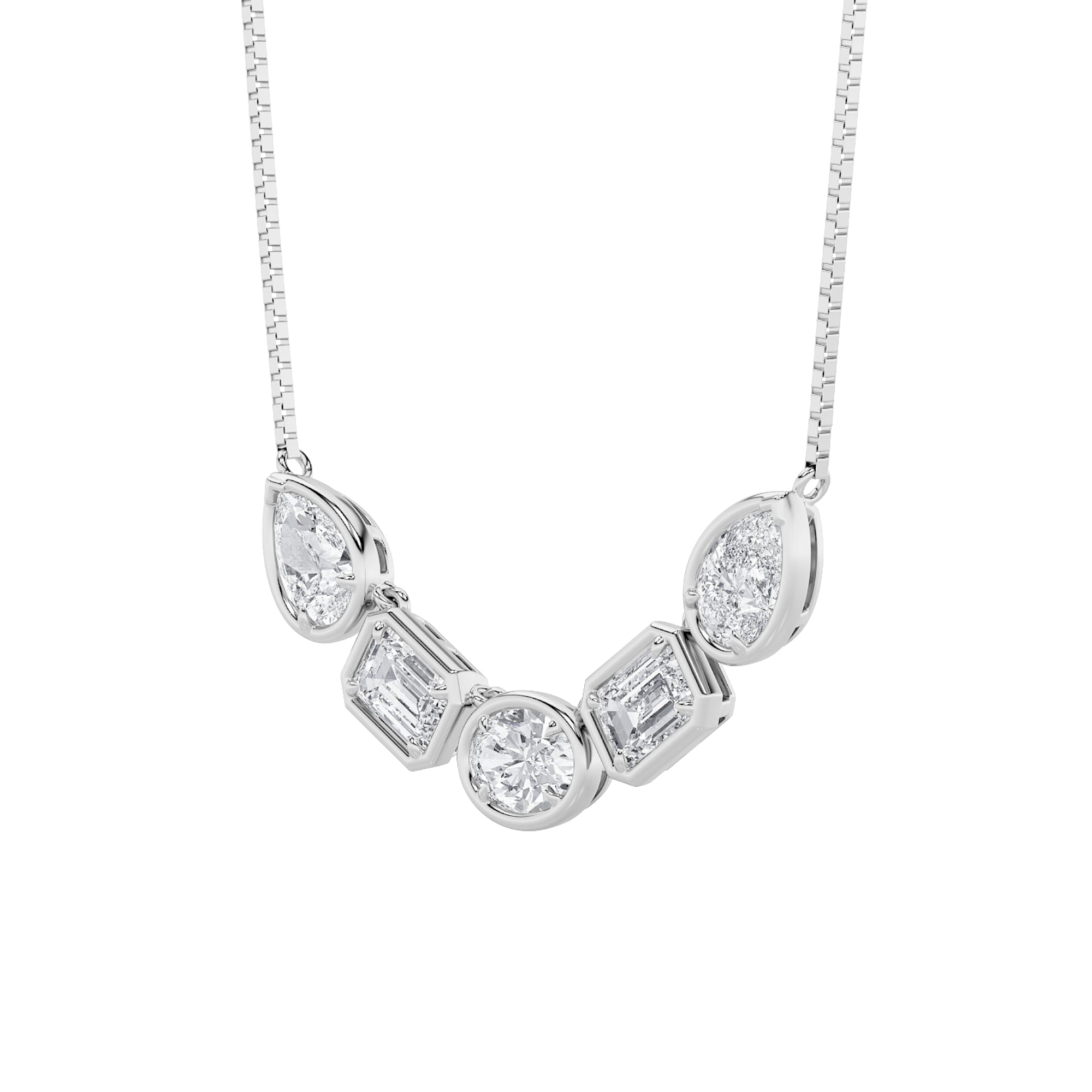 2.5CTW Oval Shaped Lab Grown Diamond (F/VS) Five Stone Necklace in 14K Gold
