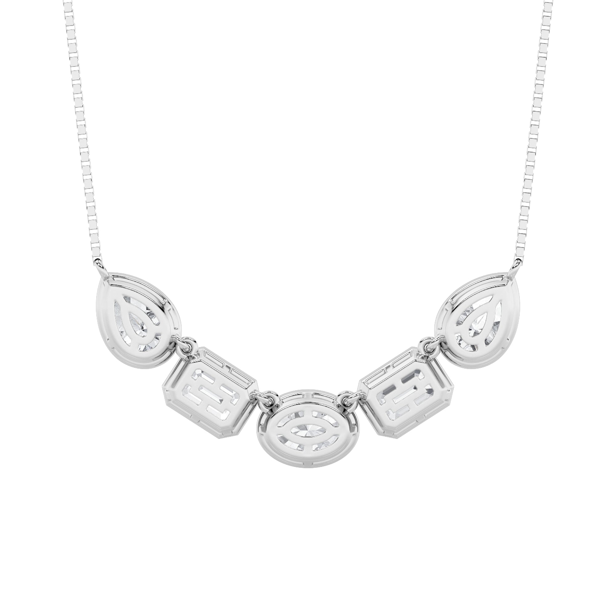 2.5CTW Oval Shaped Lab Grown Diamond (F/VS) Five Stone Necklace in 14K Gold