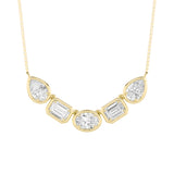 2.5CTW Oval Shaped Lab Grown Diamond (F/VS) Five Stone Necklace in 14K Gold