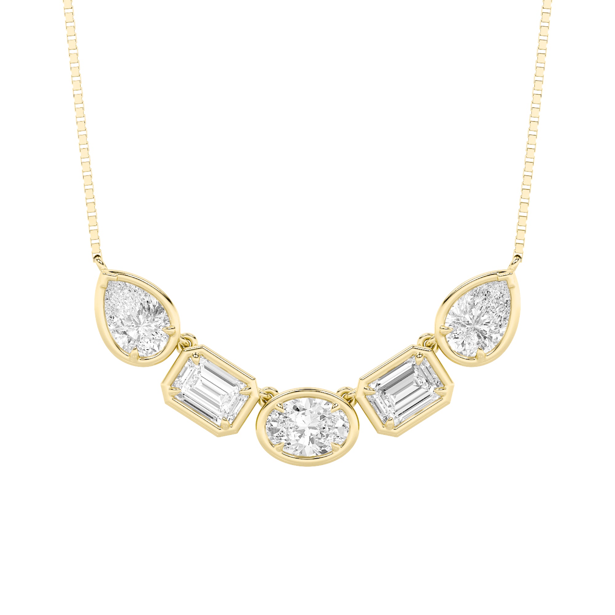 2.5CTW Oval Shaped Lab Grown Diamond (F/VS) Five Stone Necklace in 14K Gold