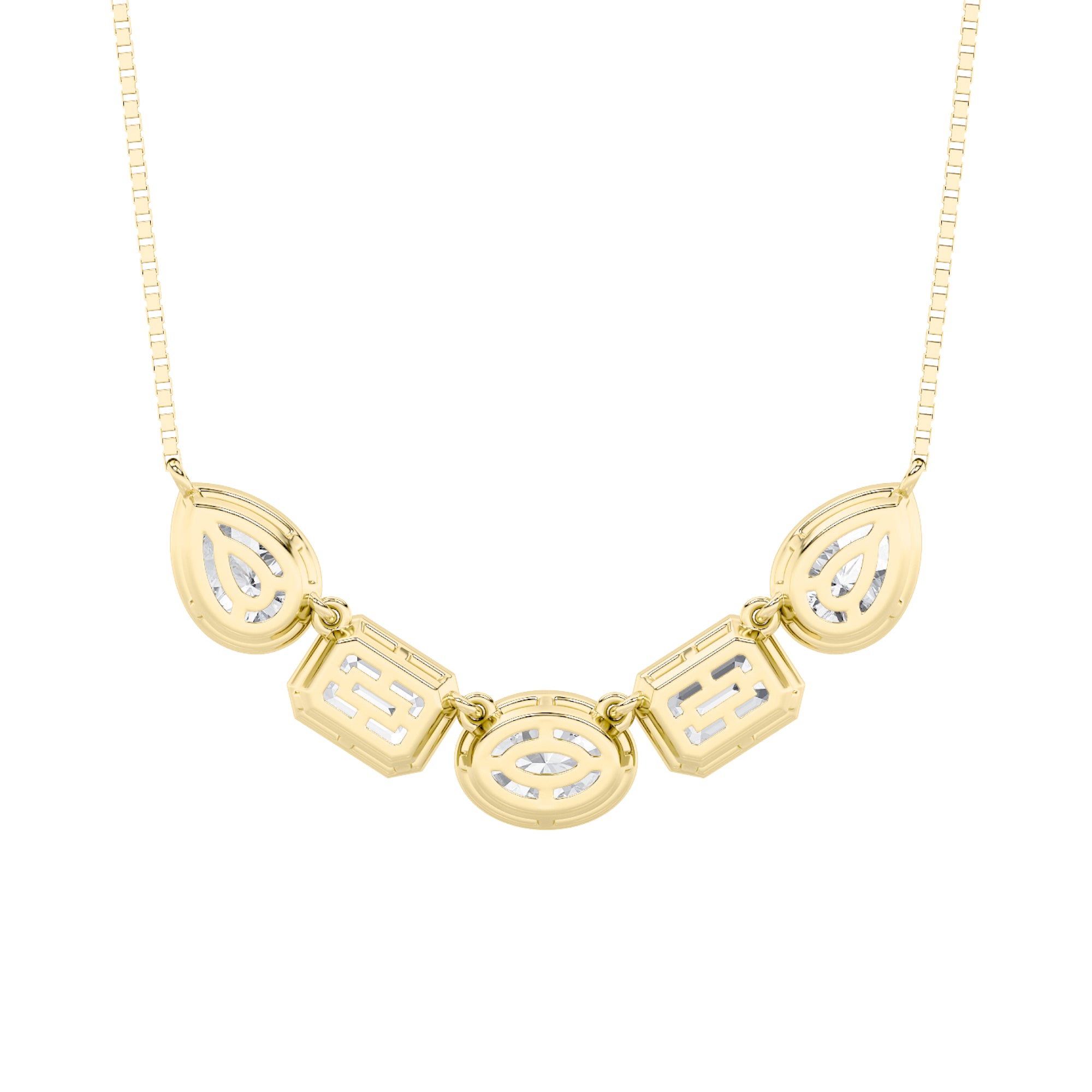 2.5CTW Oval Shaped Lab Grown Diamond (F/VS) Five Stone Necklace in 14K Gold