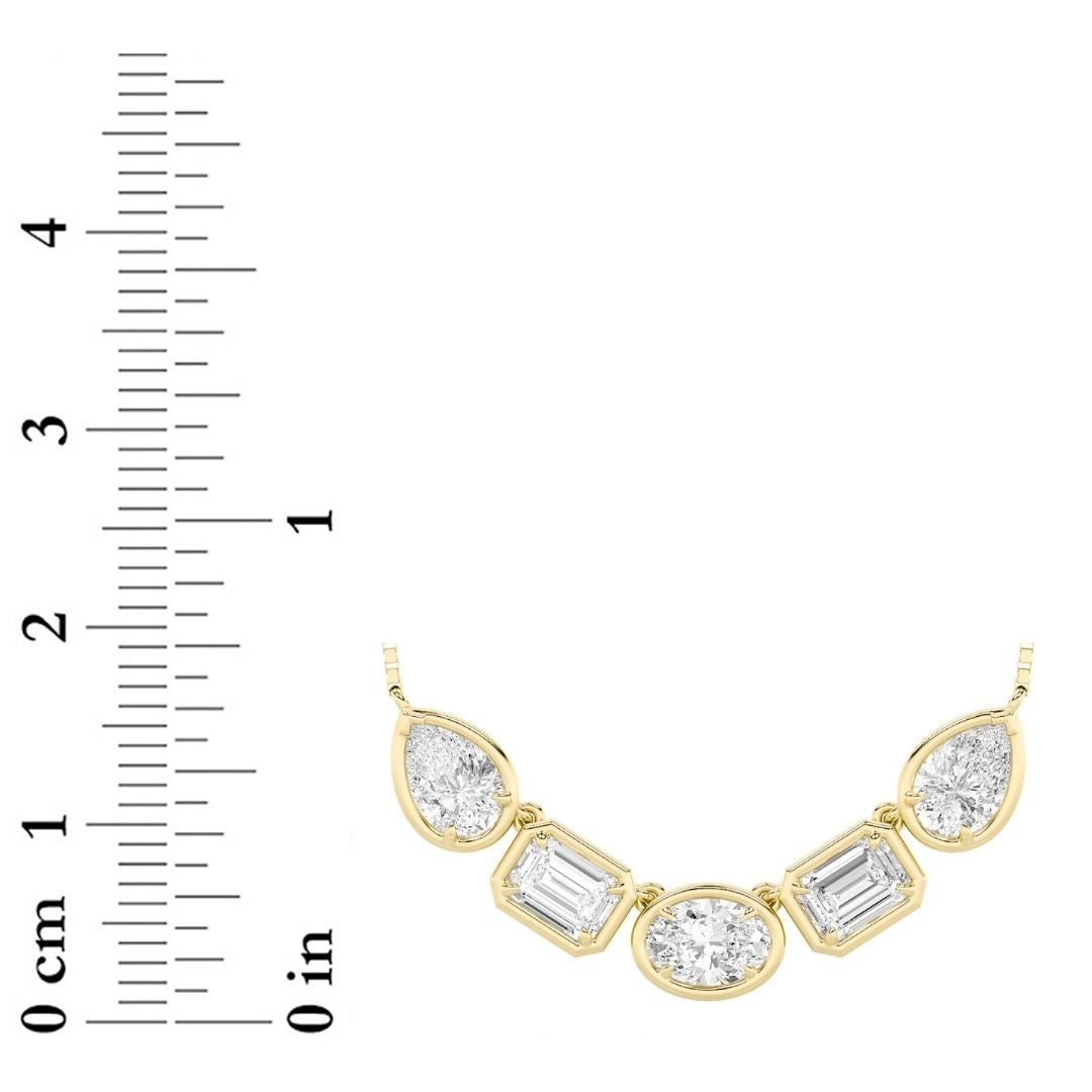 2.5CTW Oval Shaped Lab Grown Diamond (F/VS) Five Stone Necklace in 14K Gold