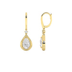 2CTW Pear Shaped Lab Grown Diamond (F/VS) Dangle Earrings in 14K Gold