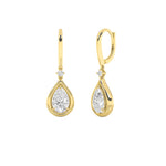 2CTW Pear Shaped Lab Grown Diamond (F/VS) Dangle Earrings in 14K Gold