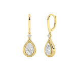 2CTW Pear Shaped Lab Grown Diamond (F/VS) Dangle Earrings in 14K Gold
