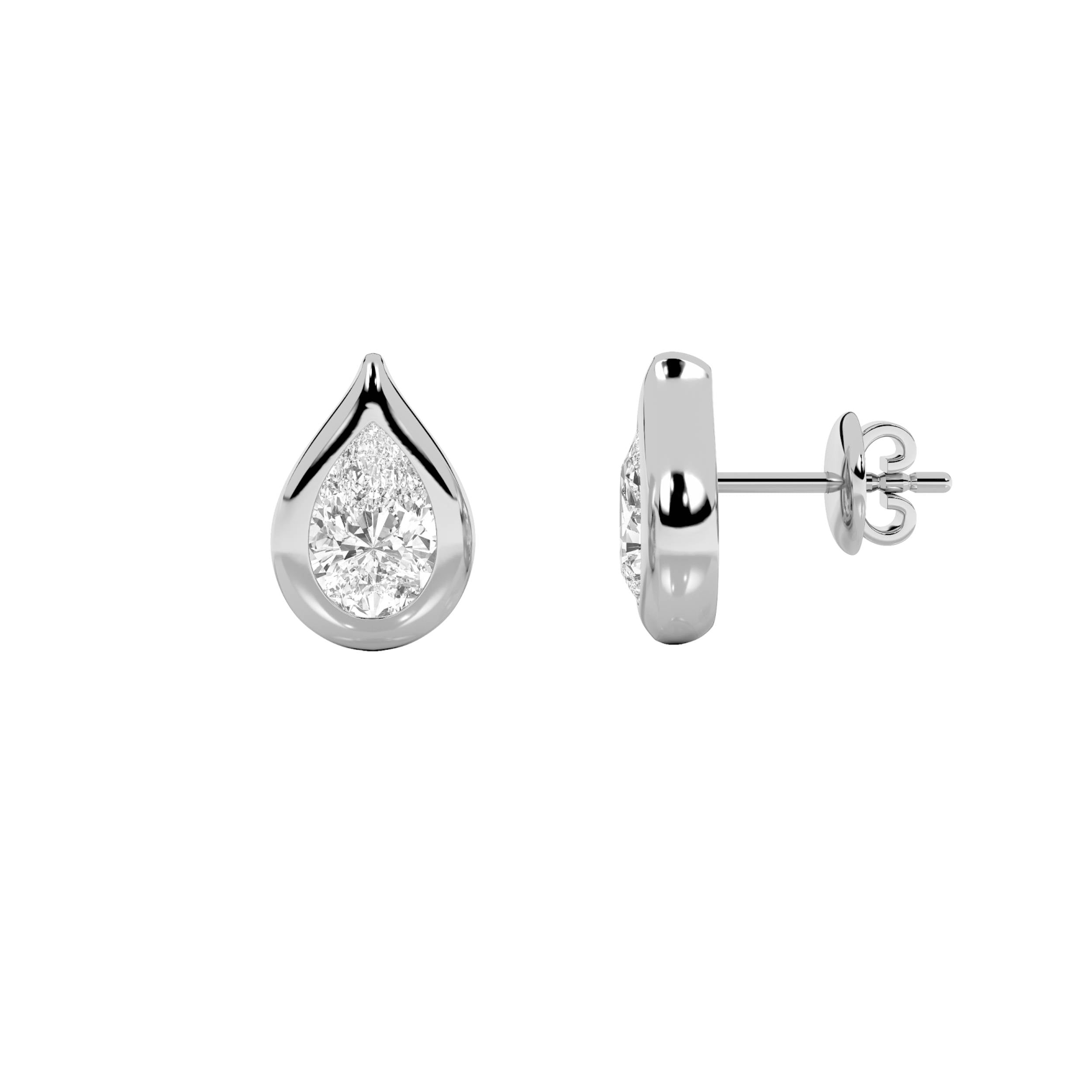 2CTW Pear Shaped Lab Grown Diamond (F/VS) Stud Earrings in 14K Gold
