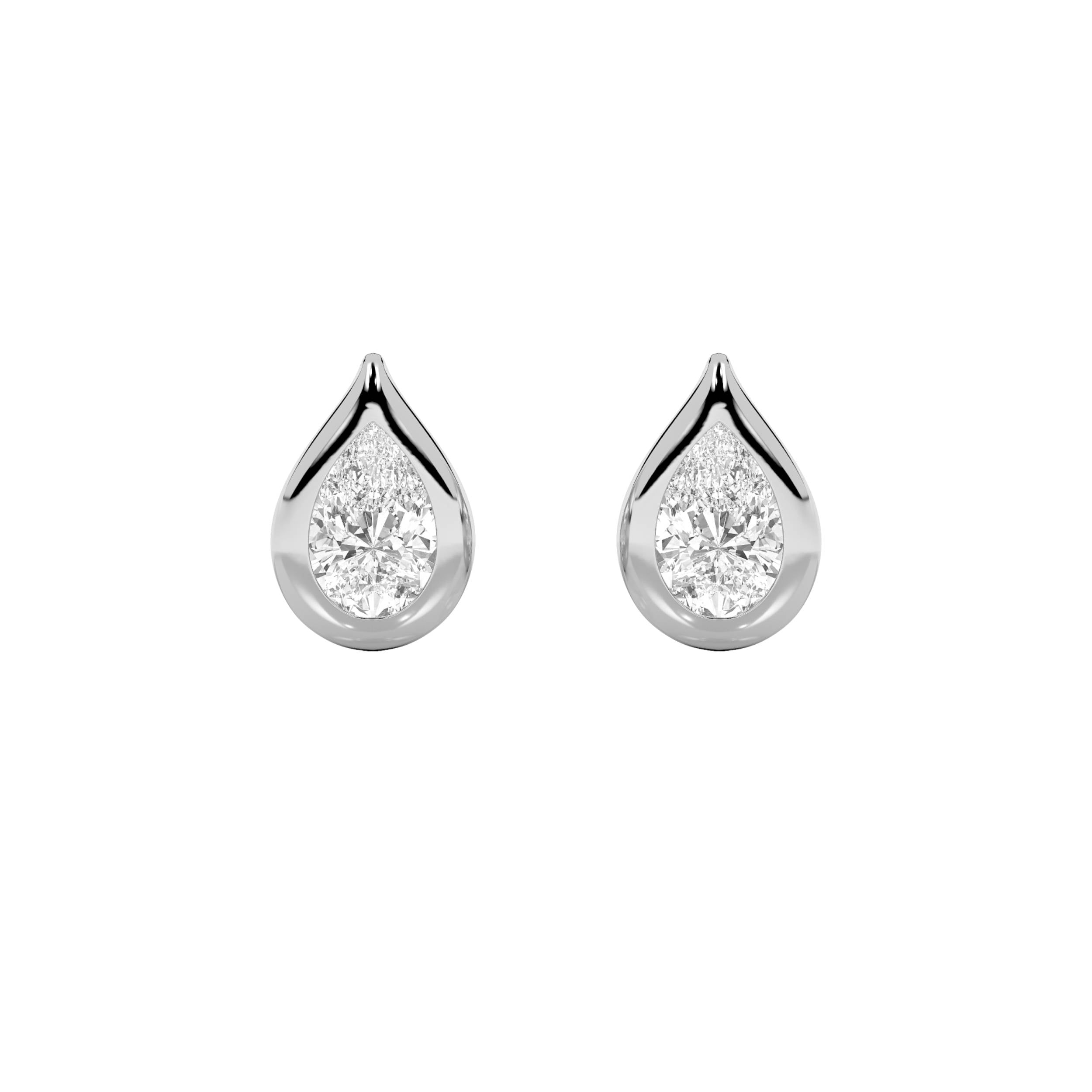 2CTW Pear Shaped Lab Grown Diamond (F/VS) Stud Earrings in 14K Gold