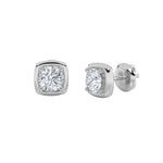 2CTW Round Shaped Lab Grown Diamond (F/VS) Stud Earrings in 14K Gold