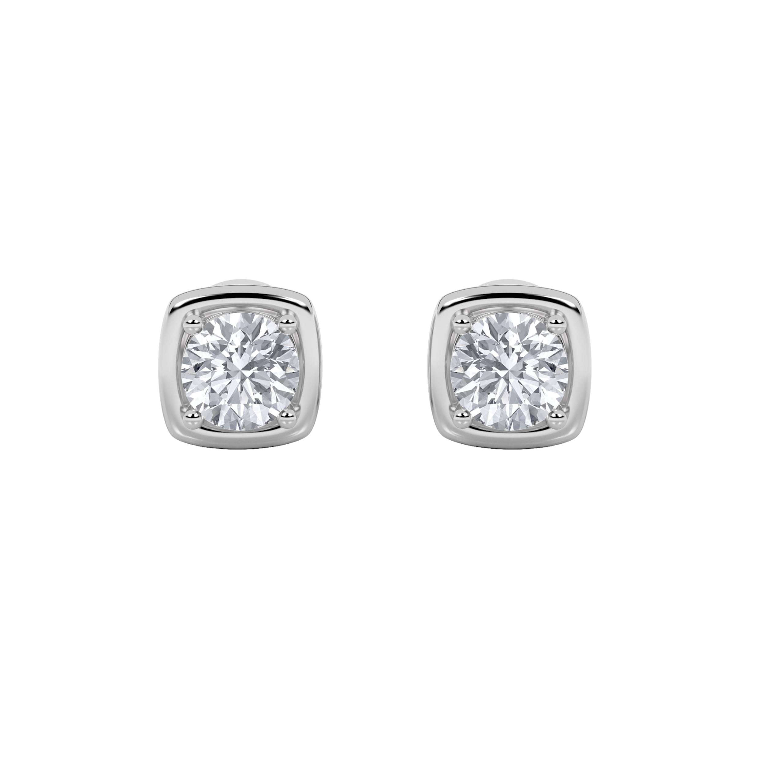 2CTW Round Shaped Lab Grown Diamond (F/VS) Stud Earrings in 14K Gold