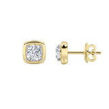 2CTW Round Shaped Lab Grown Diamond (F/VS) Stud Earrings in 14K Gold