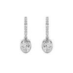 2CTW Oval Shaped Lab Grown Diamond (F/VS) Dangle Earrings in 14K Gold