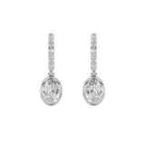 2CTW Oval Shaped Lab Grown Diamond (F/VS) Dangle Earrings in 14K Gold