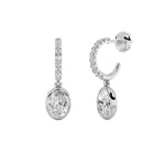 2CTW Oval Shaped Lab Grown Diamond (F/VS) Dangle Earrings in 14K Gold