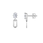 1CTW Emerald Shaped Lab Grown Diamond (F/VS) Paperclip Dangle Earrings in 14K White Gold