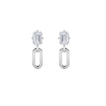 1CTW Emerald Shaped Lab Grown Diamond (F/VS) Paperclip Dangle Earrings in 14K White Gold