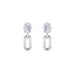 1CTW Emerald Shaped Lab Grown Diamond (F/VS) Paperclip Dangle Earrings in 14K White Gold