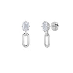 1CTW Emerald Shaped Lab Grown Diamond (F/VS) Paperclip Dangle Earrings in 14K White Gold
