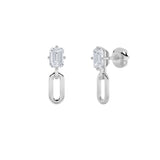 1CTW Emerald Shaped Lab Grown Diamond (F/VS) Paperclip Dangle Earrings in 14K White Gold