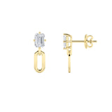 1CTW Emerald Shaped Lab Grown Diamond (F/VS) Paperclip Dangle Earrings in 14K Yellow Gold