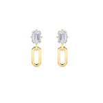 1CTW Emerald Shaped Lab Grown Diamond (F/VS) Paperclip Dangle Earrings in 14K Yellow Gold