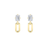 1CTW Emerald Shaped Lab Grown Diamond (F/VS) Paperclip Dangle Earrings in 14K Yellow Gold