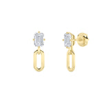 1CTW Emerald Shaped Lab Grown Diamond (F/VS) Paperclip Dangle Earrings in 14K Yellow Gold