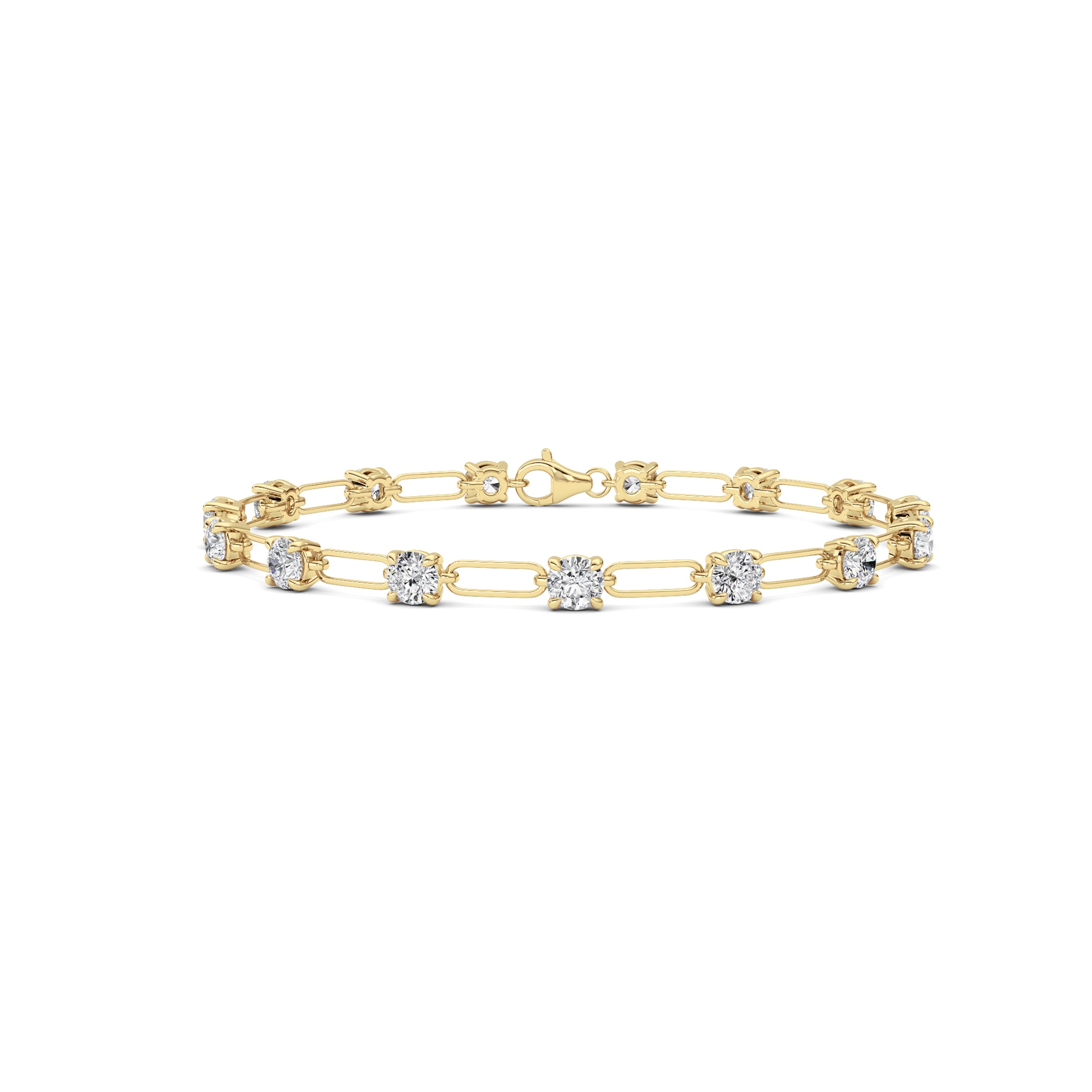 3CTW Round Shaped Lab Grown Diamond (F/VS) Station Bracelet in 14K Gold