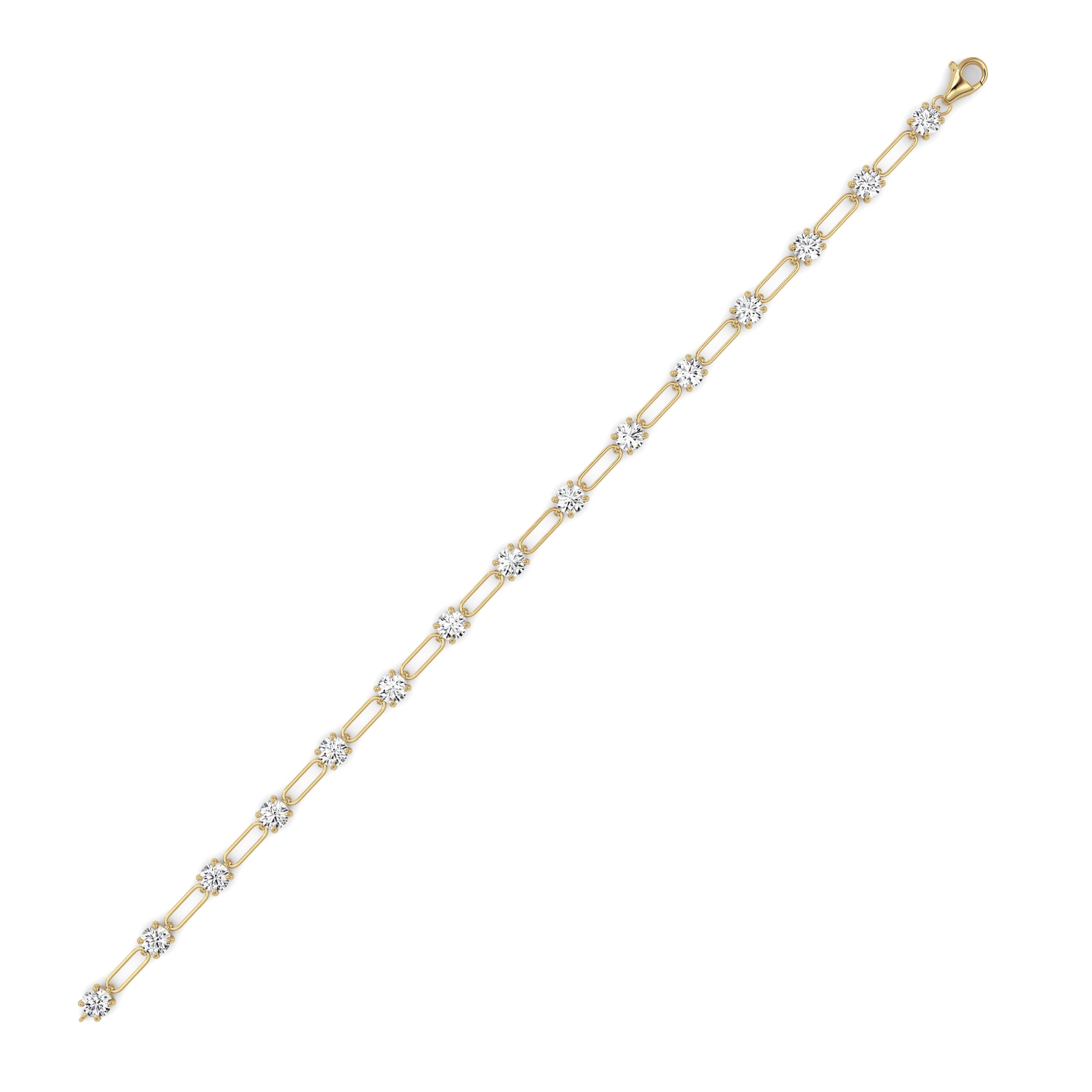3CTW Round Shaped Lab Grown Diamond (F/VS) Station Bracelet in 14K Gold