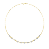 4CTW Emerald, Pear, Oval and Round Shaped Lab Grown Diamond (F/VS) Station Necklace in 14K Gold