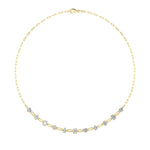 4CTW Emerald, Pear, Oval and Round Shaped Lab Grown Diamond (F/VS) Station Necklace in 14K Gold