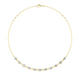 4CTW Emerald, Pear, Oval and Round Shaped Lab Grown Diamond (F/VS) Station Necklace in 14K Gold