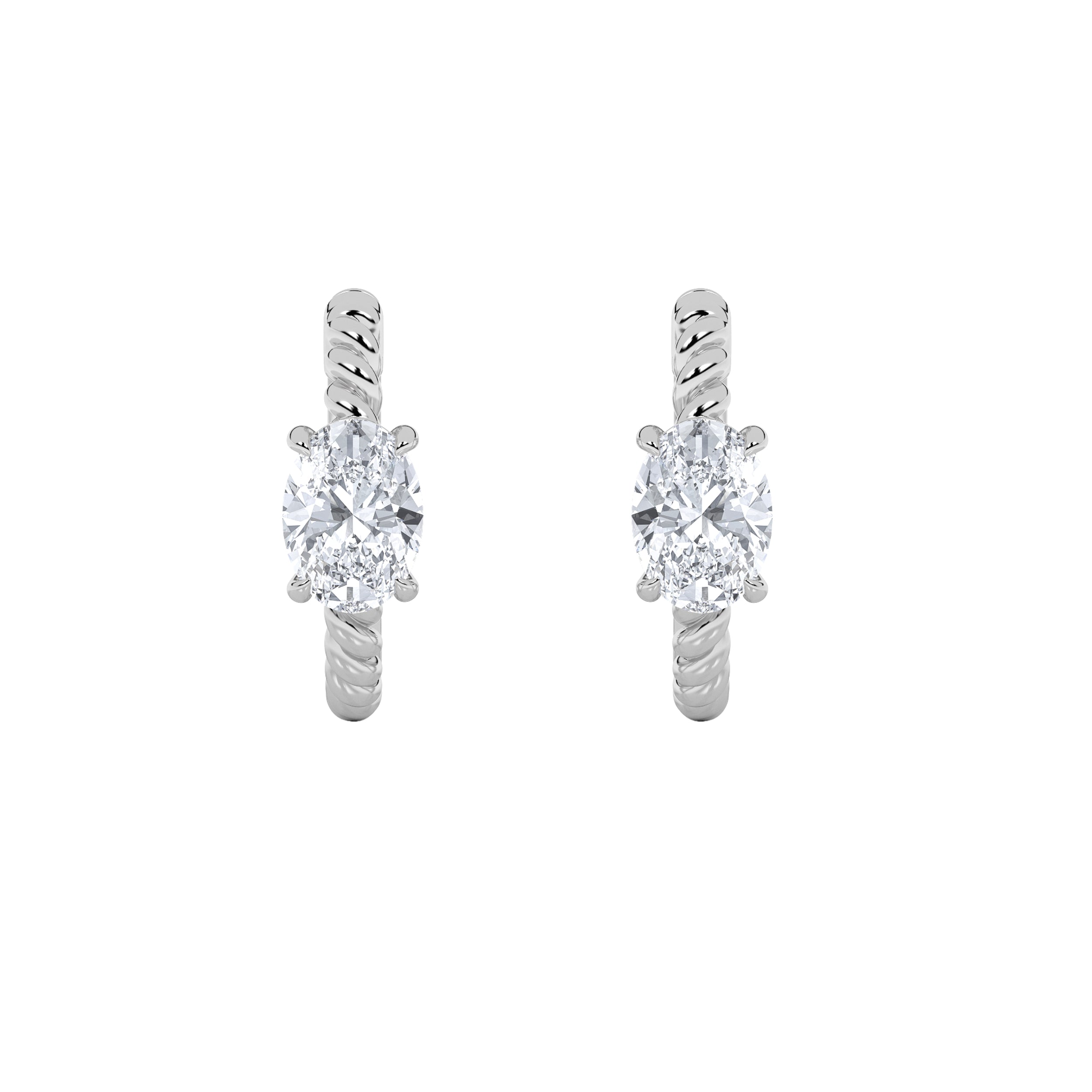1CTW Oval Shaped Lab Grown Diamond (F/VS) Hoop Earrings in 14K Gold