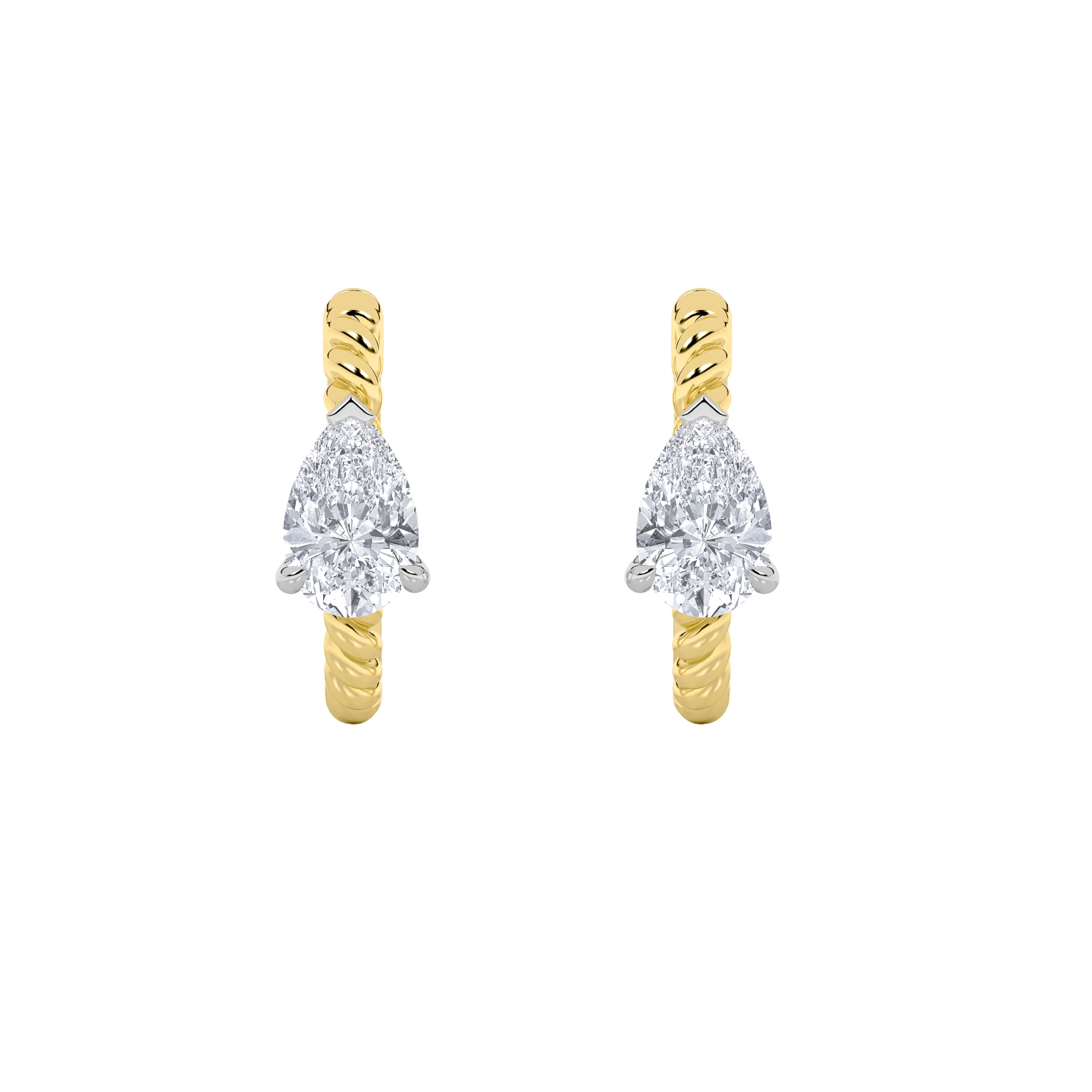 1CTW Pear Shaped Lab Grown Diamond (F/VS) Hoop Earrings in 14K Gold