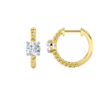 1CTW Round Shaped Lab Grown Diamond (F/VS) Accented Hoop Earrings in 14K Gold