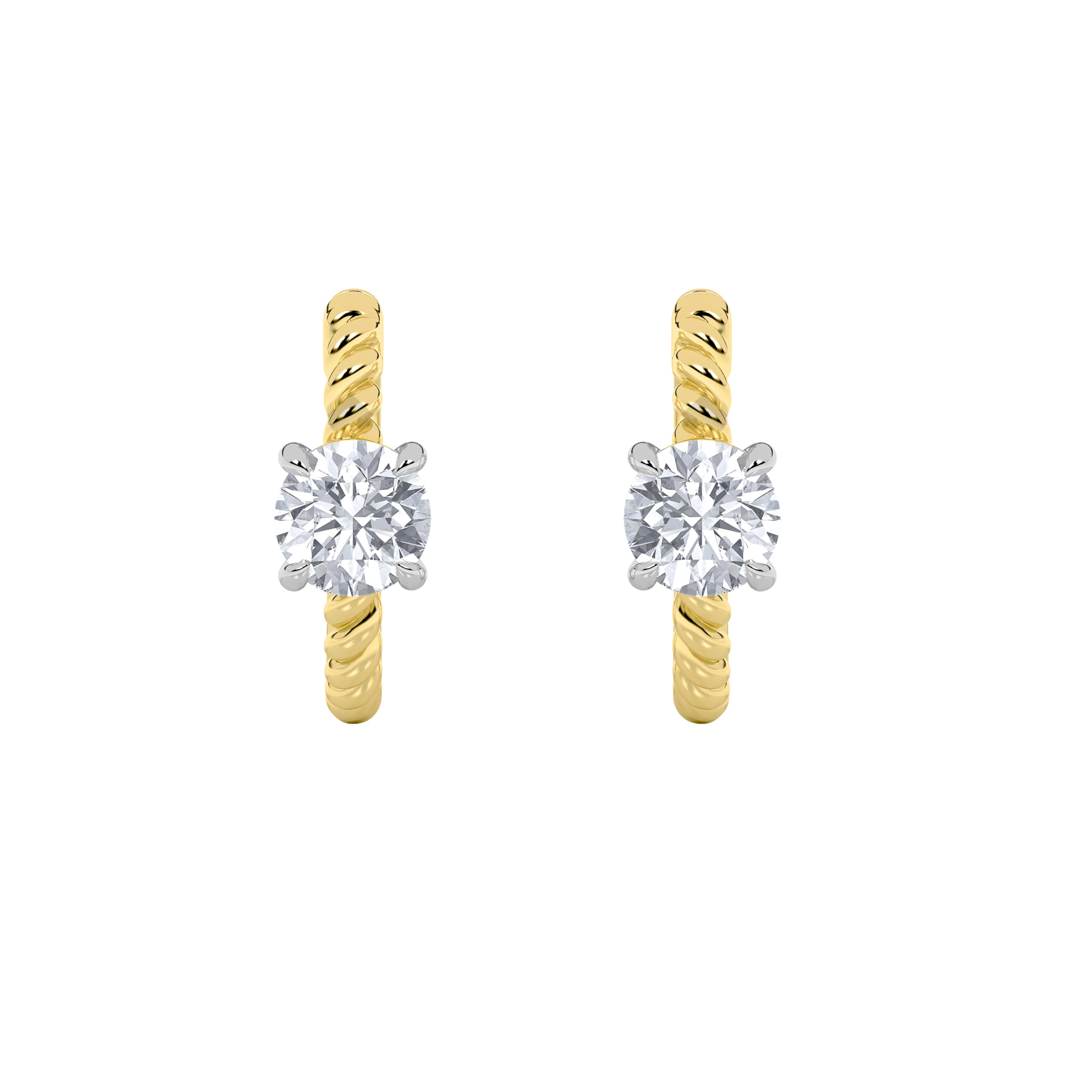 1CTW Round Shaped Lab Grown Diamond (F/VS) Accented Hoop Earrings in 14K Gold