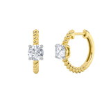 1CTW Round Shaped Lab Grown Diamond (F/VS) Accented Hoop Earrings in 14K Gold