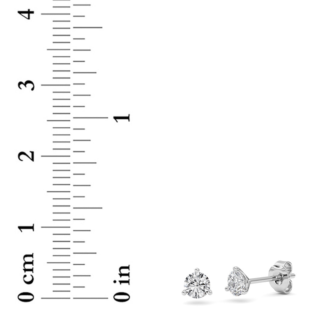 0.5Cttw Round Shaped Lab Grown Diamond (F/VS) Three Prong Martini Stud Earrings in 14K Gold