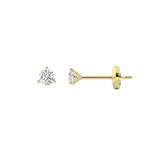 0.5CTW Round Shaped Lab Grown Diamond (G/VS) Three Prong Martini Stud Earrings in 14K Gold