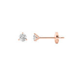 0.5CTW Round Shaped Lab Grown Diamond (G/VS) Three Prong Martini Stud Earrings in 14K Gold