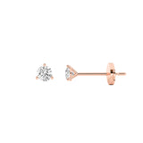 0.5CTW Round Shaped Lab Grown Diamond (G/VS) Three Prong Martini Stud Earrings in 14K Gold