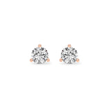 0.5CTW Round Shaped Lab Grown Diamond (G/VS) Three Prong Martini Stud Earrings in 14K Gold