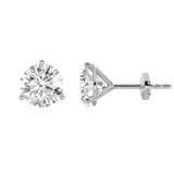 0.75CTW Round Shaped Lab Grown Diamond (G/VS) Three Prong Martini Stud Earrings in 14K White Gold