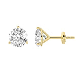 0.75CTW Round Shaped Lab Grown Diamond (G/VS) Three Prong Martini Stud Earrings in 14K Yellow Gold