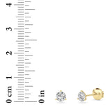 0.75CTW Round Shaped Lab Grown Diamond (G/VS) Three Prong Martini Stud Earrings in 14K Yellow Gold