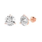 0.75CTW Round Shaped Lab Grown Diamond (G/VS) Three Prong Martini Stud Earrings in 14K Gold